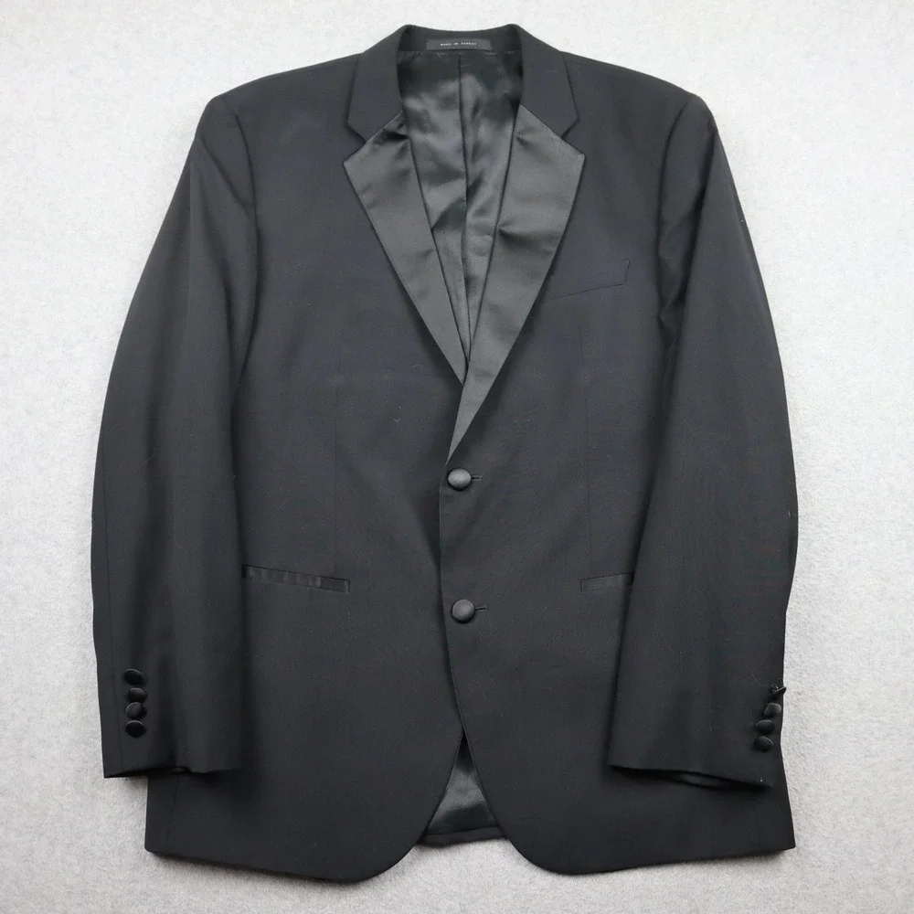 Hugo Boss Tuxedo Jacket Mens 40S Short Wool Peak Lapel Black Satin Trim Formal